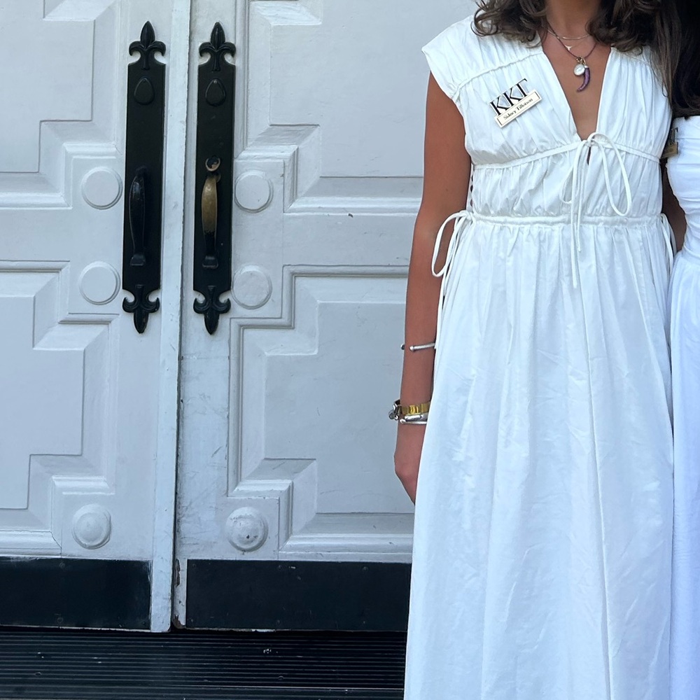 Astr White Maxi Dress with Ruffle Sleeves